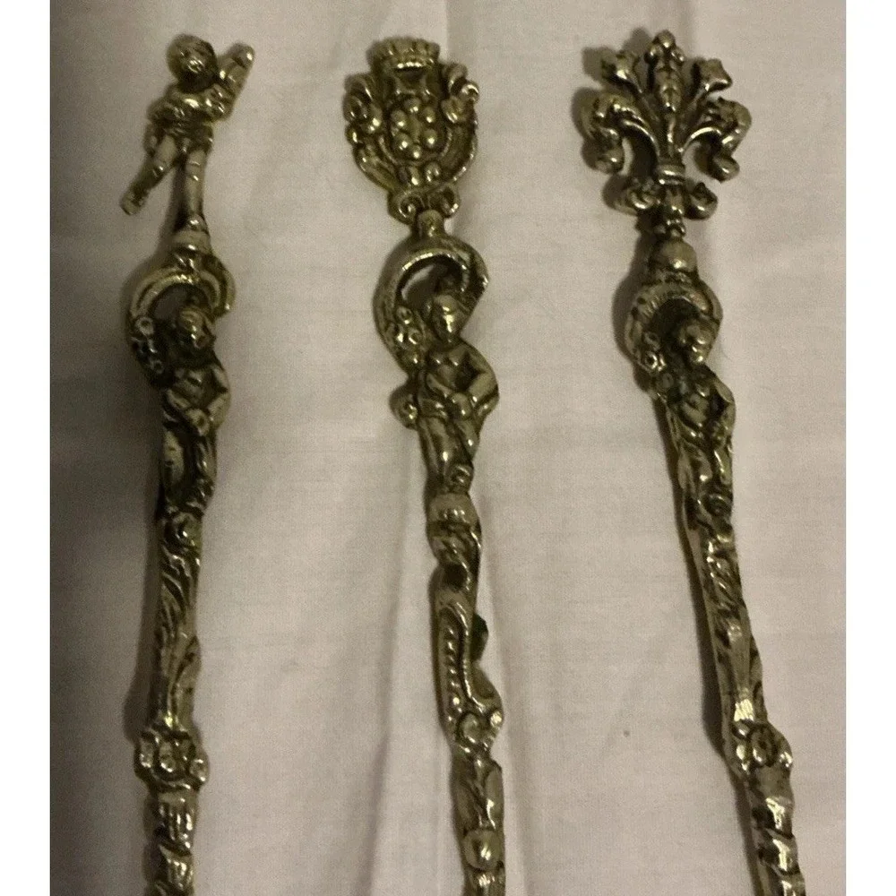 6Pc Montagnani Style Italy Stamped Figural Demitasse Spoons Ornate Vintage